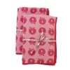 Småfolk 2 pak håndklæde 70x140 med æbler - Sea pink-Børn Badekåber & Håndklæder