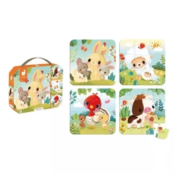 Janod 5 Progressive Farm Animal Puzzles 6-9-12-16 pcs- Puslespil