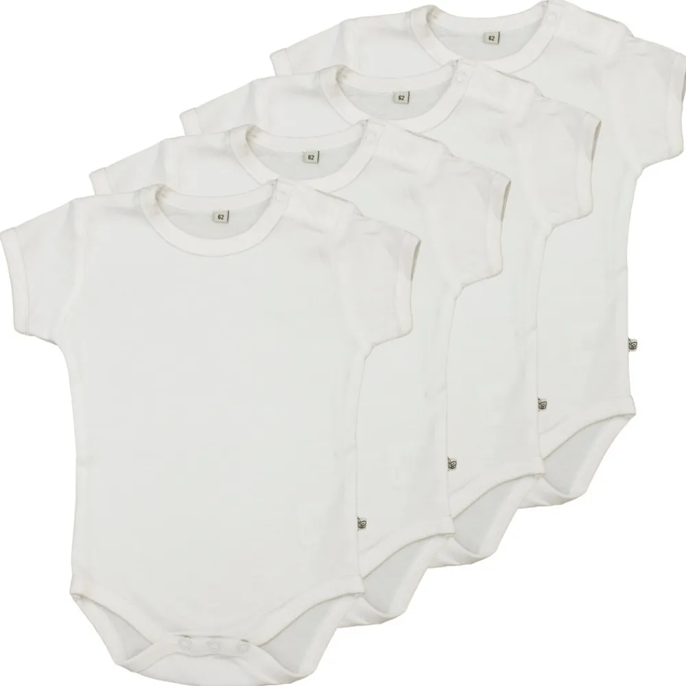 Pippi 4 Stk K/Æ Bodystockings - White 100- Bodystocking Kortærmet|Multipack