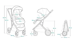 Lionelo Amber 3i1 duovogn - grey stone- Vognpakker|Kombivognspakker