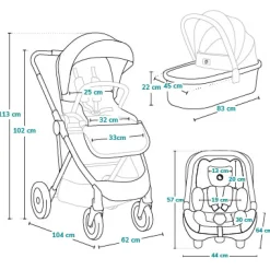 Lionelo Amber 3i1 duovogn - grey stone- Vognpakker|Kombivognspakker