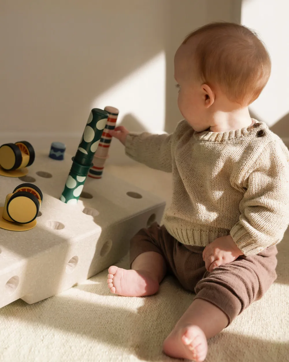 MODU Baby Motoriksæt - Sand Grey / Honey Yellow- Store Byggesæt|Tumlemøbler