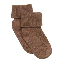 BeKids Baby rib sok m. ABS - Sepia- Skridsikre Strømper|Strømper