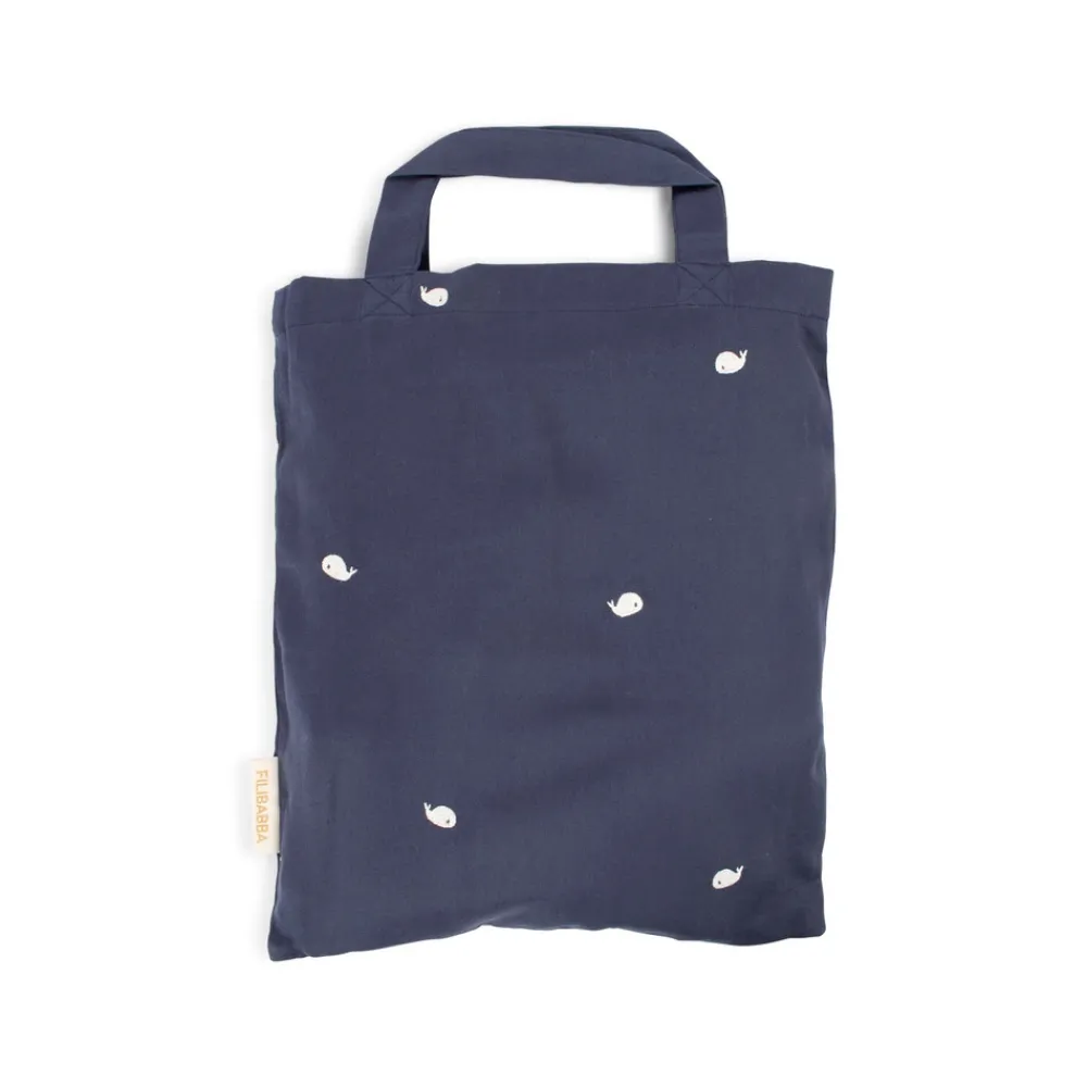 Filibabba Baby sengetøj - Midnight og broderet Christian hval-Børn Sengetøj