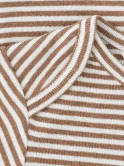 Serendipity Organics Baby Stribet Body - ALMOND/OW- Bodystocking Langærmet