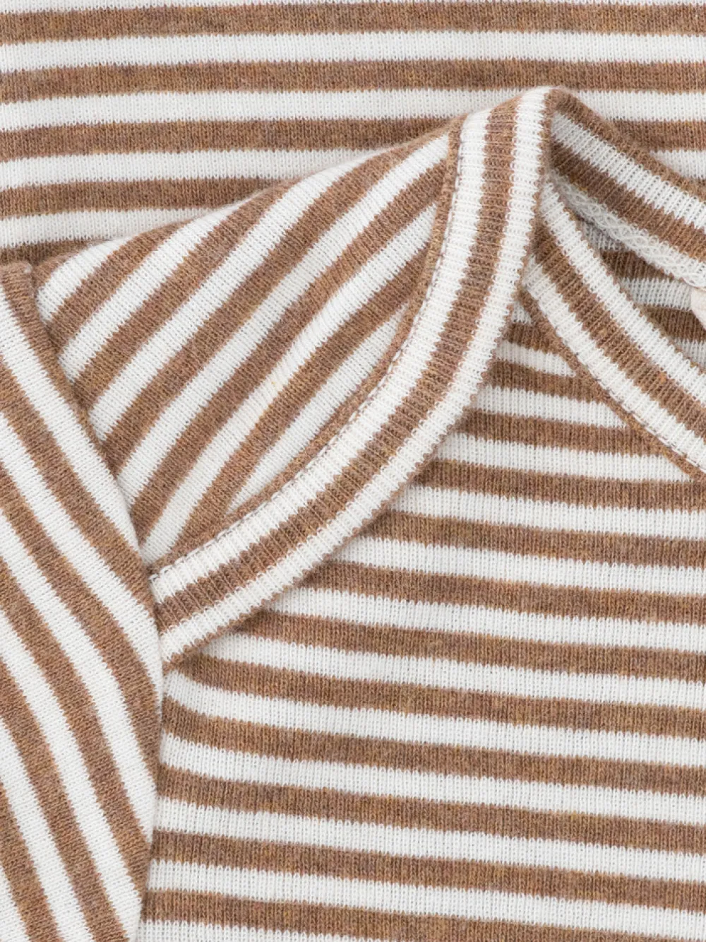 Serendipity Organics Baby Stribet Body - ALMOND/OW- Bodystocking Langærmet