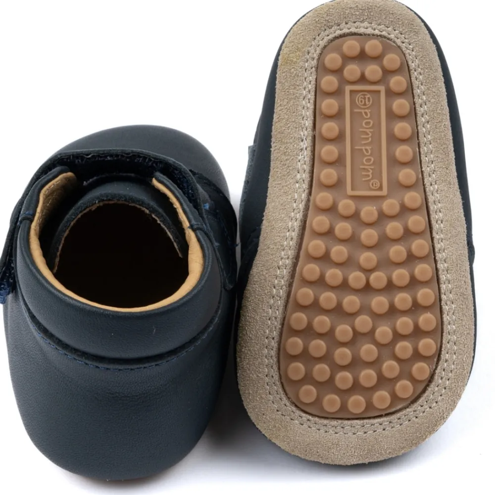 Pompom Begynder Velcro - Navy- Hjemmesko