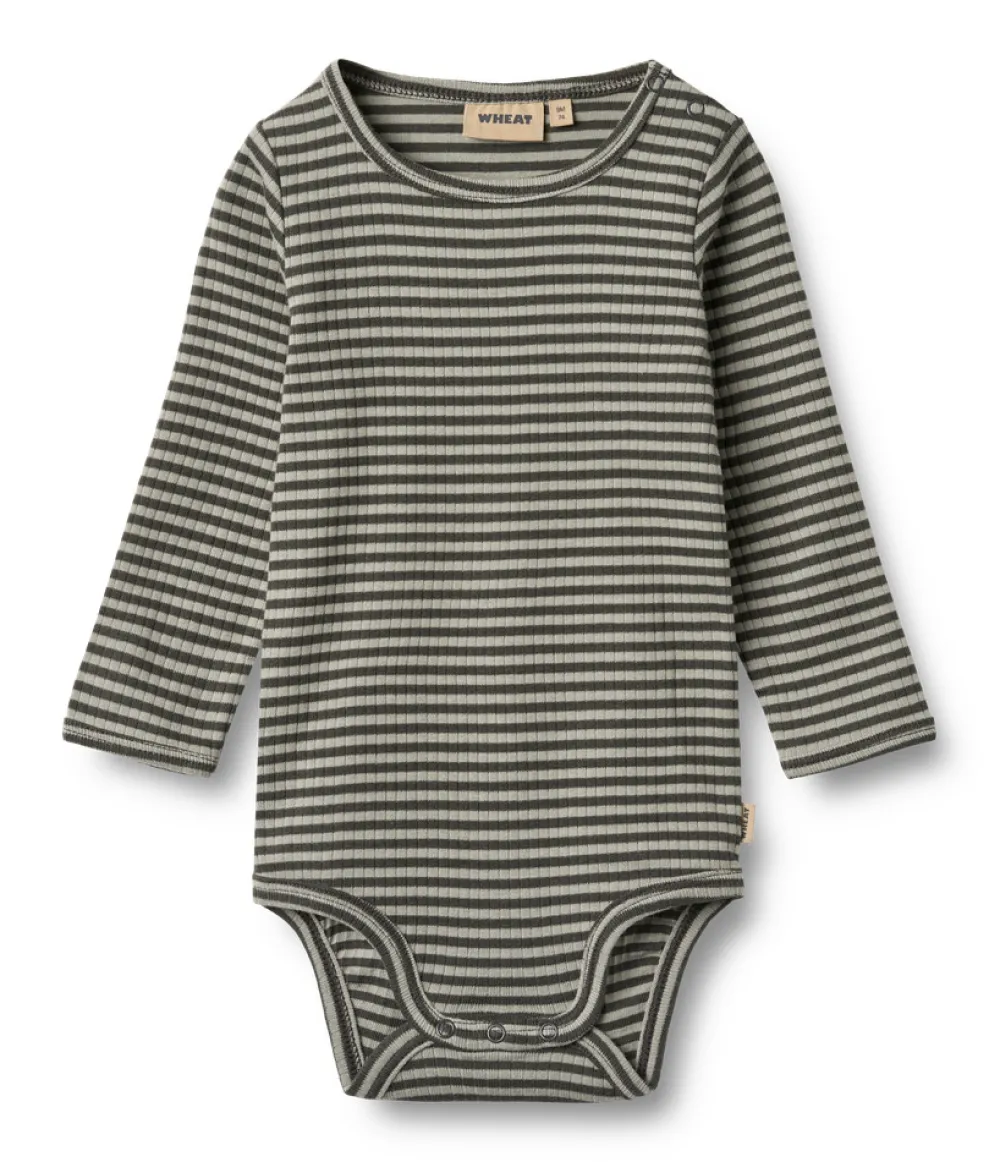 Wheat Berti Body Langærmet - Winter forest stripe- Bodystocking Langærmet