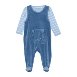 Fixoni Body langærmet m.velour romper - Blue Fushion- Bodysæt|Heldragter M. Fod