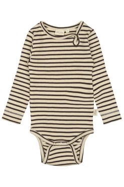 PETIT PIAO Body ls - Coffee Bean/Off White- Bodystocking Langærmet