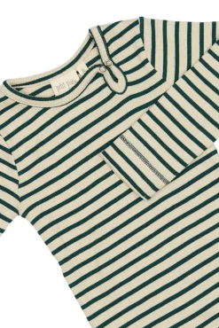 PETIT PIAO Body ls - Dark Sea/Off White- Bodystocking Langærmet