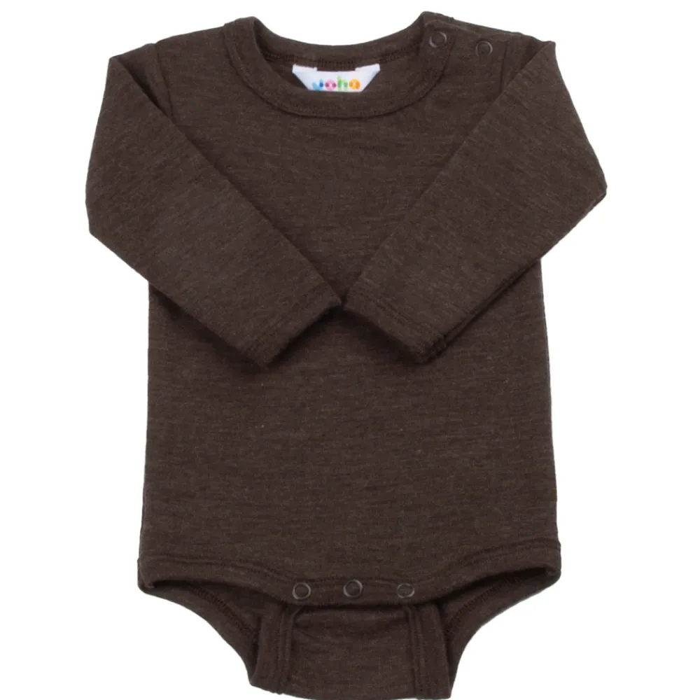 Joha Body m/lange ærmer - Dark Brown- Uldbodyer|Bodystocking Langærmet