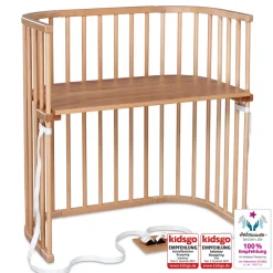 Babybay Boxspring bedside crib - natural varnished-Børn Side By Side Senge