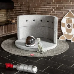 By KlipKlap Børnesofa cirkel - lysegrå/mørkegrå knap-Børn Tumlemøbler