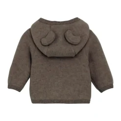 HUTTEliHUT Cardigan m. Ører Uld Fleece - Brown Melange- Uldoverdele|Cardigans, Veste & Trøjer