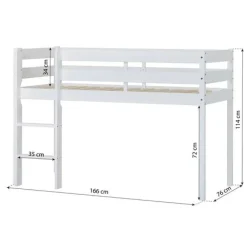 Hoppekids ECO Comfort halvhøj seng med madras - 70x160 cm. - natur-Børn Pakkeløsninger|Juniorsenge