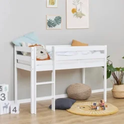 Hoppekids ECO Comfort halvhøj seng med madras 70x160 cm. - hvid-Børn Juniorsenge