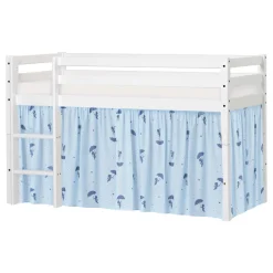 Hoppekids ECO Dream Halvhøj seng (delbar) hvid 70x160, med forhæng blå-Børn Pakkeløsninger|Juniorsenge