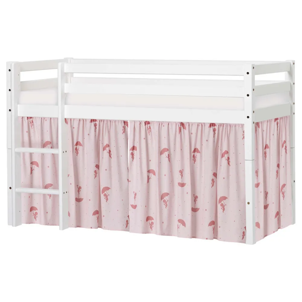 Hoppekids ECO Dream Halvhøj seng (delbar) hvid 70x160, med forhæng rød-Børn Pakkeløsninger|Juniorsenge