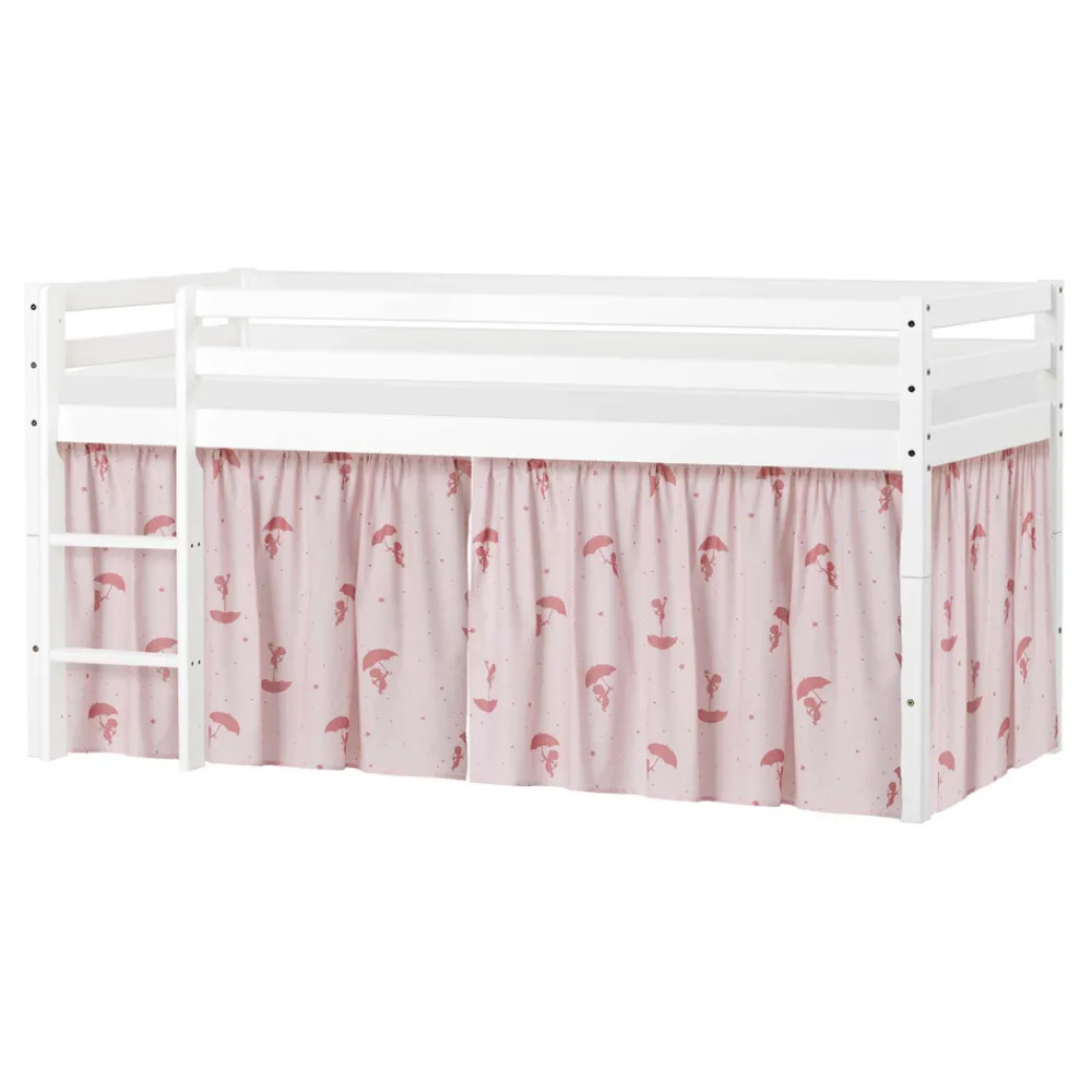 Hoppekids ECO Dream Halvhøj seng (delbar) hvid 90x200, med forhæng rød-Børn Pakkeløsninger|Juniorsenge