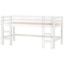 Hoppekids ECO Dream Halvhøj seng (delbar) hvid 90x200, med forhæng rød-Børn Pakkeløsninger|Juniorsenge