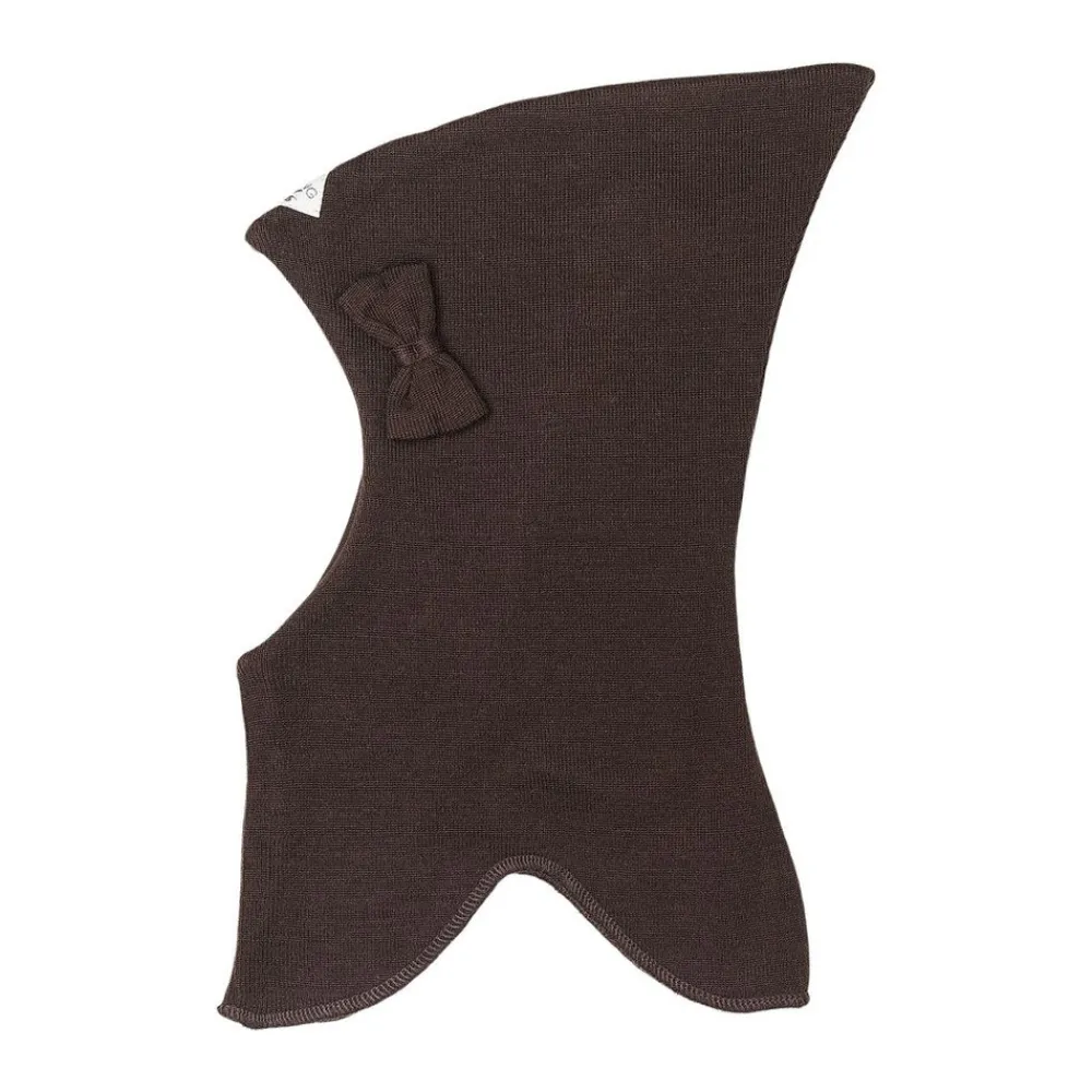 Racing kids Elefanthue m. Sløjfe - Chocolate brown- Elefanthuer & Huer|Uldhuer, Uldvanter & Uldfutter