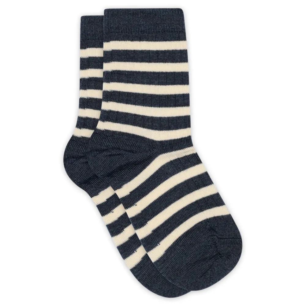 MP Denmark Elis strømpe - Dark Denim Melange- Strømper|Uldstrømper & Uldstrømpebukser