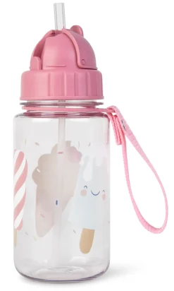 SARO Flaske m. Sugerør - Pink- Madkasser & Drikkedunke