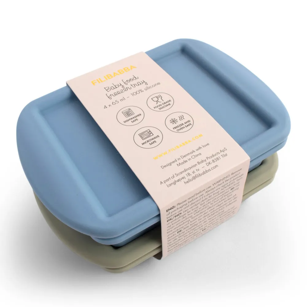 Filibabba Frysebakke til babymad 4x65 ml - 2-pak - Ocean Mix- Madopbevaring