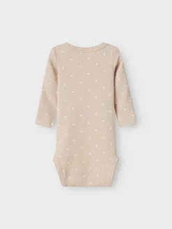 Lil' Atelier Gago langærmet slim body - GRAY MORNING - med hjerter- Bodystocking Langærmet