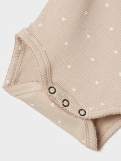 Lil' Atelier Gago langærmet slim body - GRAY MORNING - med hjerter- Bodystocking Langærmet