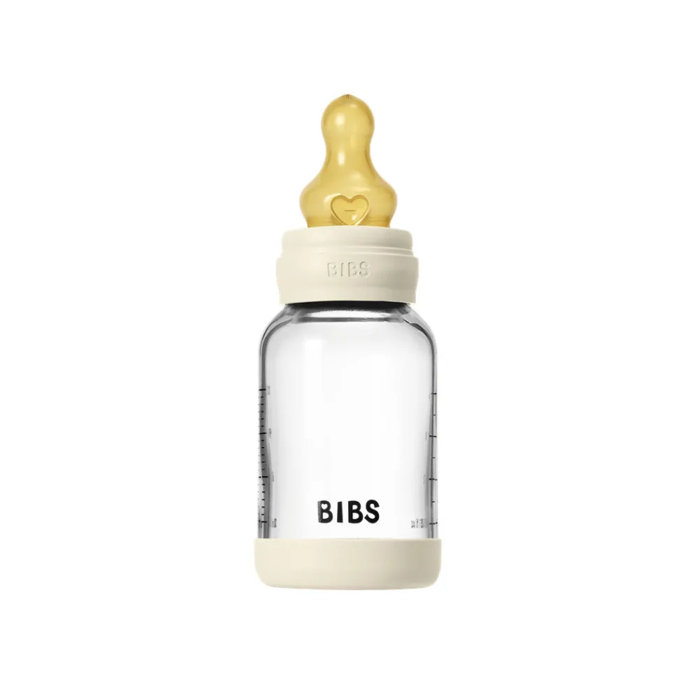 BIBS Glass baby bottle latex 120 ml ivory- Sutteflasker