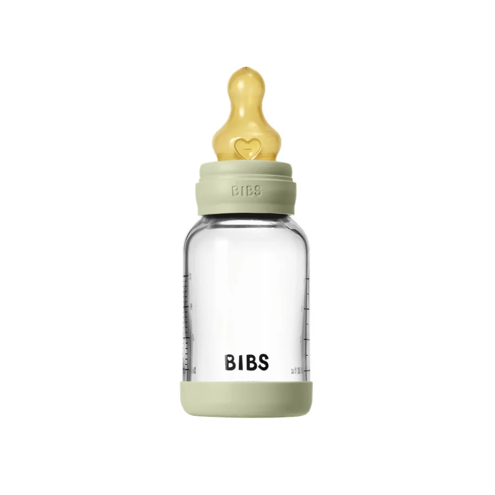 BIBS Glass baby bottle latex 120 ml sage- Sutteflasker