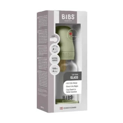 BIBS Glass baby bottle latex 120 ml sage- Sutteflasker