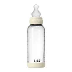 BIBS Glass baby bottle silicone 240 ml ivory- Sutteflasker