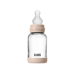 BIBS Glass baby bottle silicone 120 ml blush- Sutteflasker