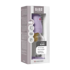 BIBS Glass boheme baby bottle latex 120 ml violet sky- Sutteflasker