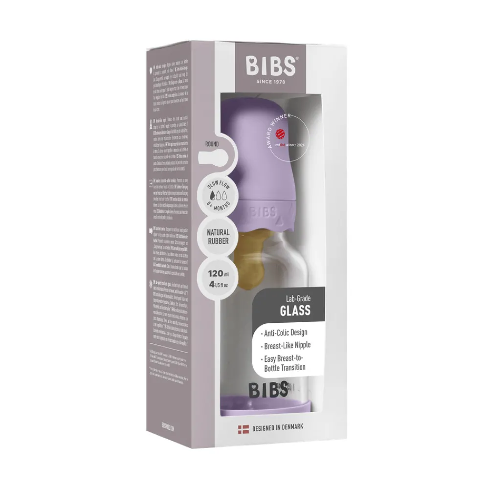 BIBS Glass boheme baby bottle latex 120 ml violet sky- Sutteflasker