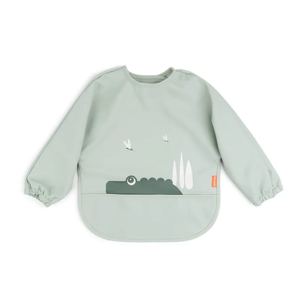 Done By Deer Hagesmæk m/ærmer og lomme - croco grøn- Hagesmække