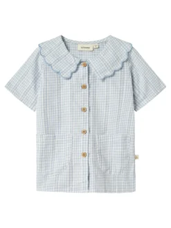 Lil' Atelier Hazelle kortærmet løs skjorte - ZEN BLUE- Skjorter