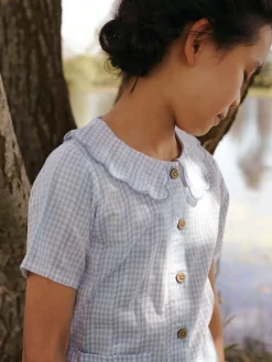 Lil' Atelier Hazelle kortærmet løs skjorte - ZEN BLUE- Skjorter