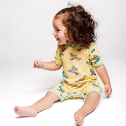 Småfolk Heldragt kortærmet - Custard- Bodystocking Kortærmet