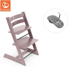 Tripp Trapp® Højstol bøg inkl. newborn sæt - Lilla lavendel-Børn Højstole Med Tilbehør