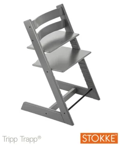 Tripp Trapp® Højstol bøg inkl. newborn sæt - storm grey-Børn Højstole Med Tilbehør