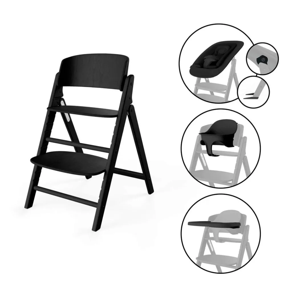 Cybex Højstol, Click&fold 4i1 sæt, Stunning Black-Børn Højstole Med Tilbehør