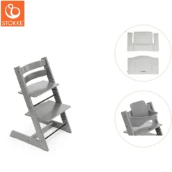 Tripp Trapp® Højstol inkl. babysæt og hynde - storm grå-Børn Højstole Med Tilbehør