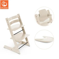 Stokke® / Tripp Trapp® Højstol inkl. babysæt og tray - Vanilla White-Børn Højstole Med Tilbehør