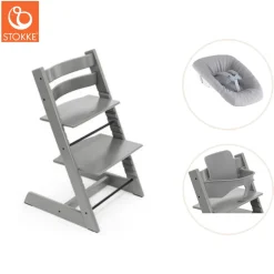 Tripp Trapp® Højstol inkl. newborn sæt og babysæt - storm grey-Børn Højstole Med Tilbehør