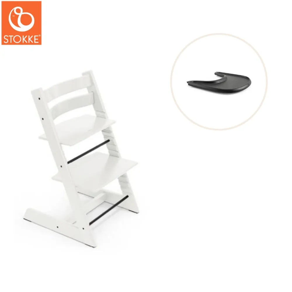 Stokke® / Tripp Trapp® Højstol inkl. tray - hvid/sort-Børn Højstole Med Tilbehør
