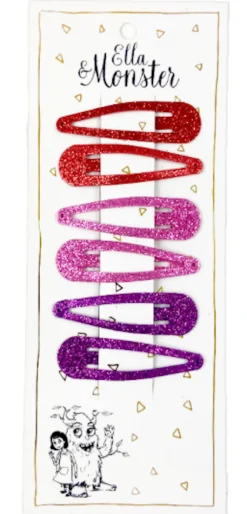 Ella & Monster Hårspænde Glimmer Tre Farver Røde- Festtøj & Tilbehør